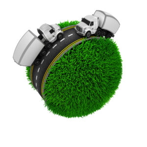 3D Render of Road around a grassy globe